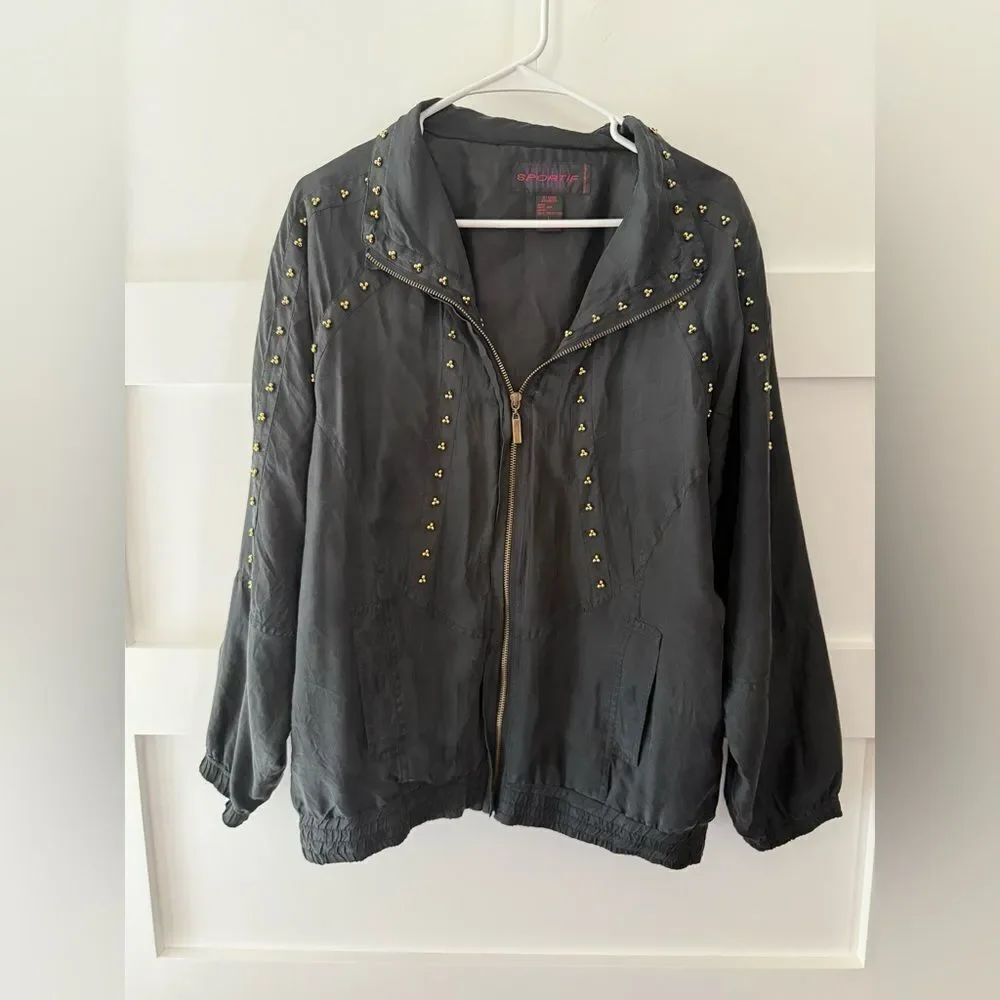 Studded Black Jacket 100% Silk